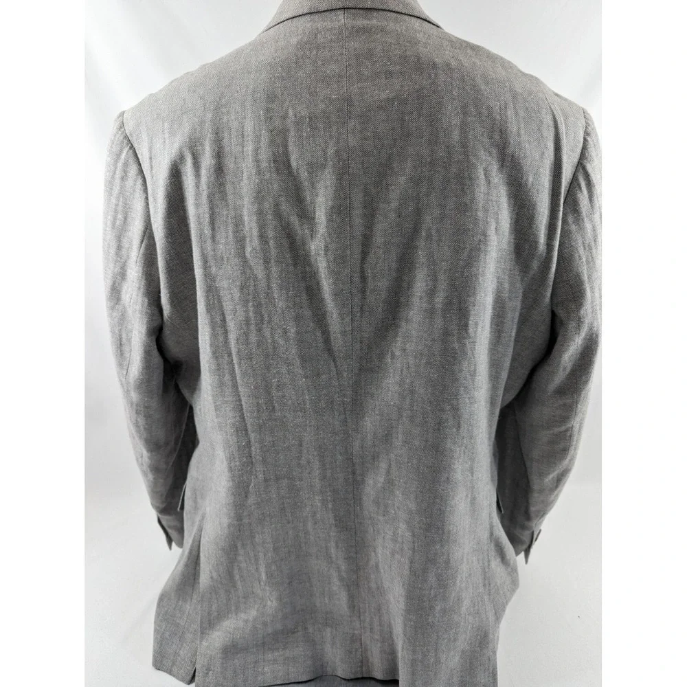 Stafford‎ Mens Gray HERRINGBONE Cotton Linen Sport Coat Blazer Jacket SIZE 46R